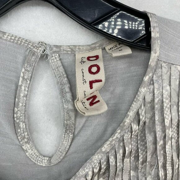 Anthropologie Dolan Blouse Women's Sz M Gray Snake Print Pleated Keyhole Back - Picture 11 of 13